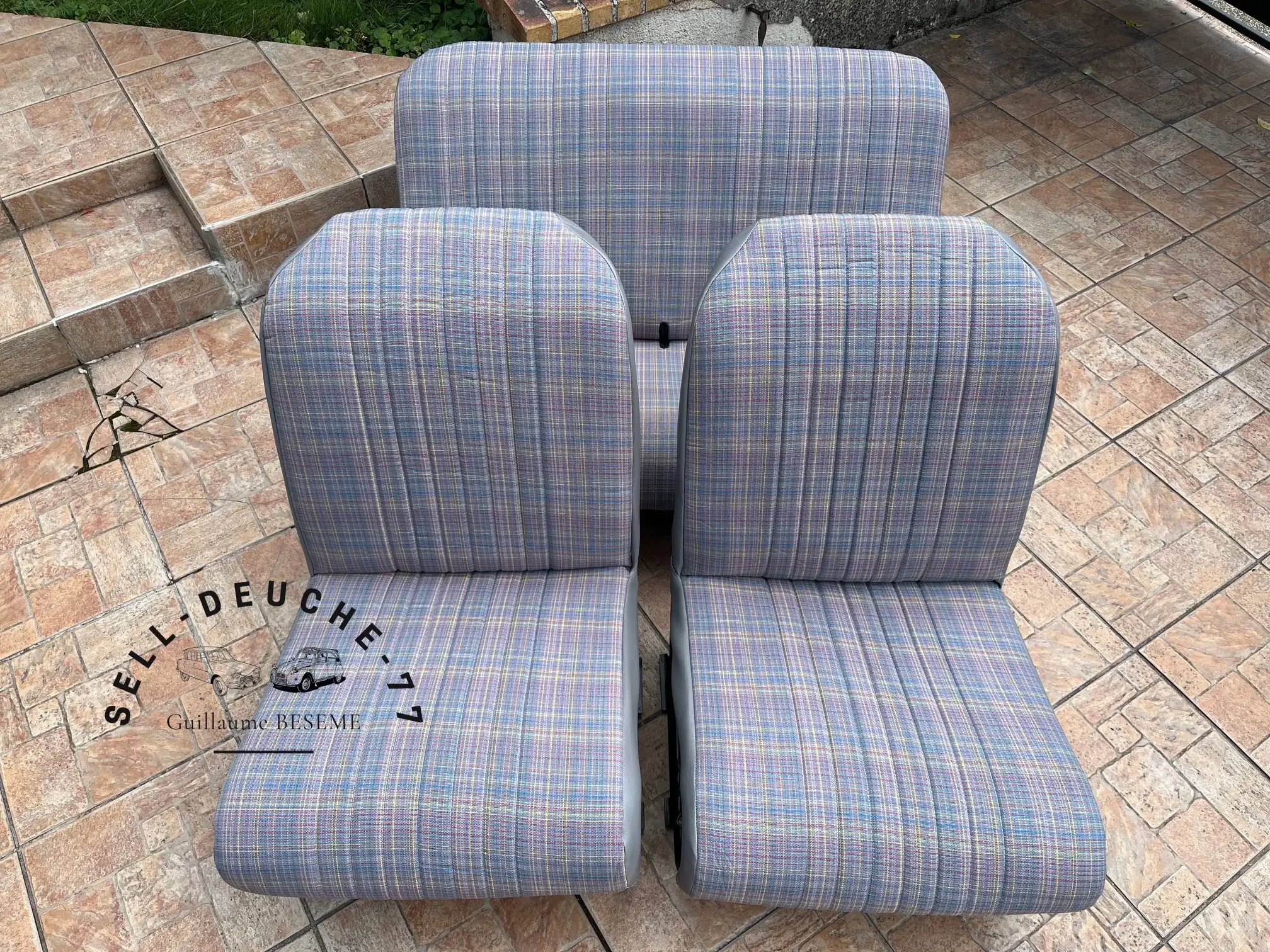 Sellerie en tissu écossais, modèle 2CV6 Club (option sur 2CV6 Spécial), année 1986/1990