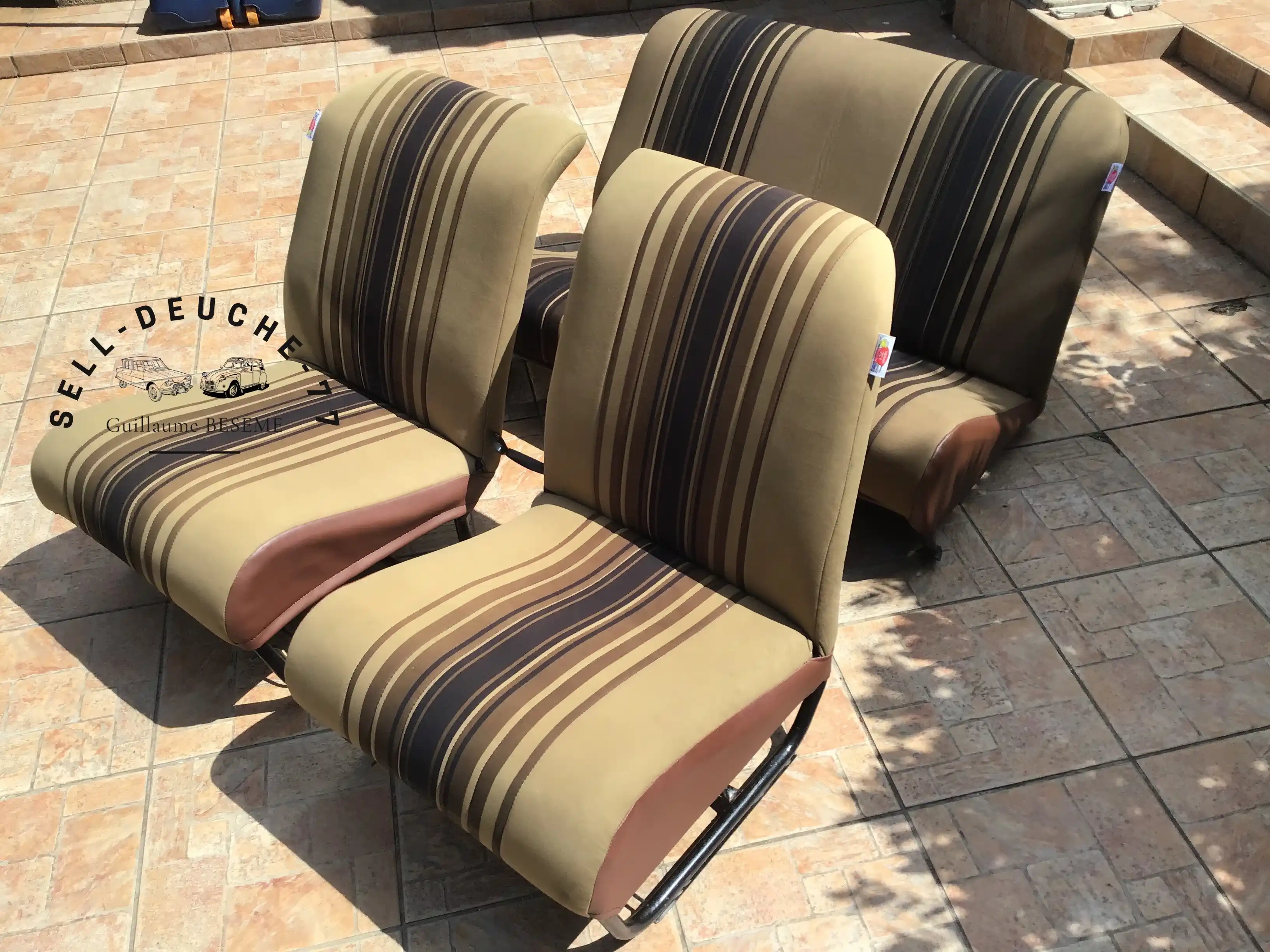 Sellerie en Tissu marron rayé, modèle 2CV6 et DYANE, année 1979/1984